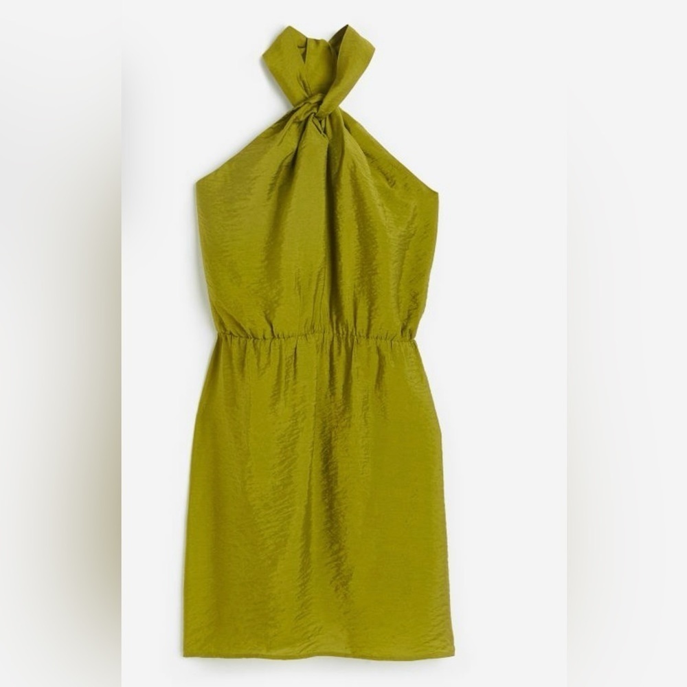 ๐NWT-H&M OLIVE GREEN HALTER NECK DRESS SZ XS๐ - Picture 3 of 8
